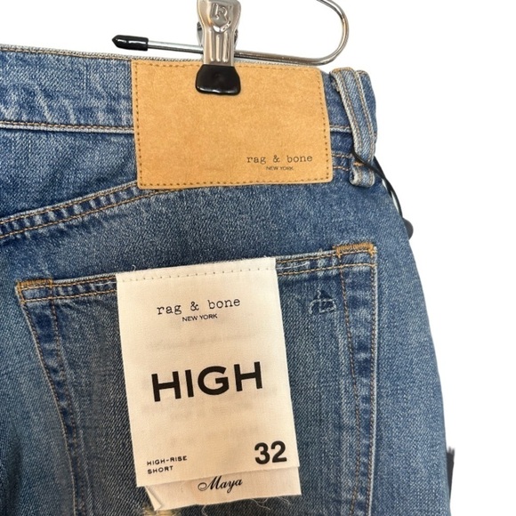 rag & bone Maya High-Rise Distressed Denim Shorts in Rochester 32 - Picture 7 of 9